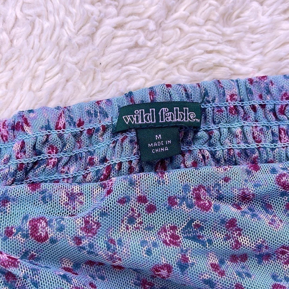 Wild Fable Crop Raglan Sleeve Stretch Floral Size Medium - Picture 4 of 7